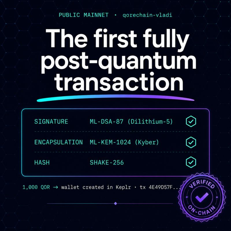 QoreChain تُطلق أول تطبيق كامل لمعايير NIST للتشفير ما بعد الكمومي على شبكة بلوكتشين عامة